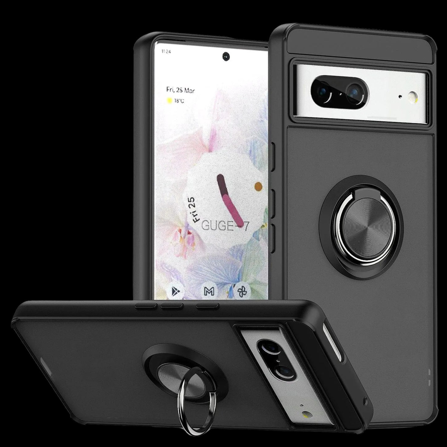 Google Pixel 7 Matte Ring Case Black