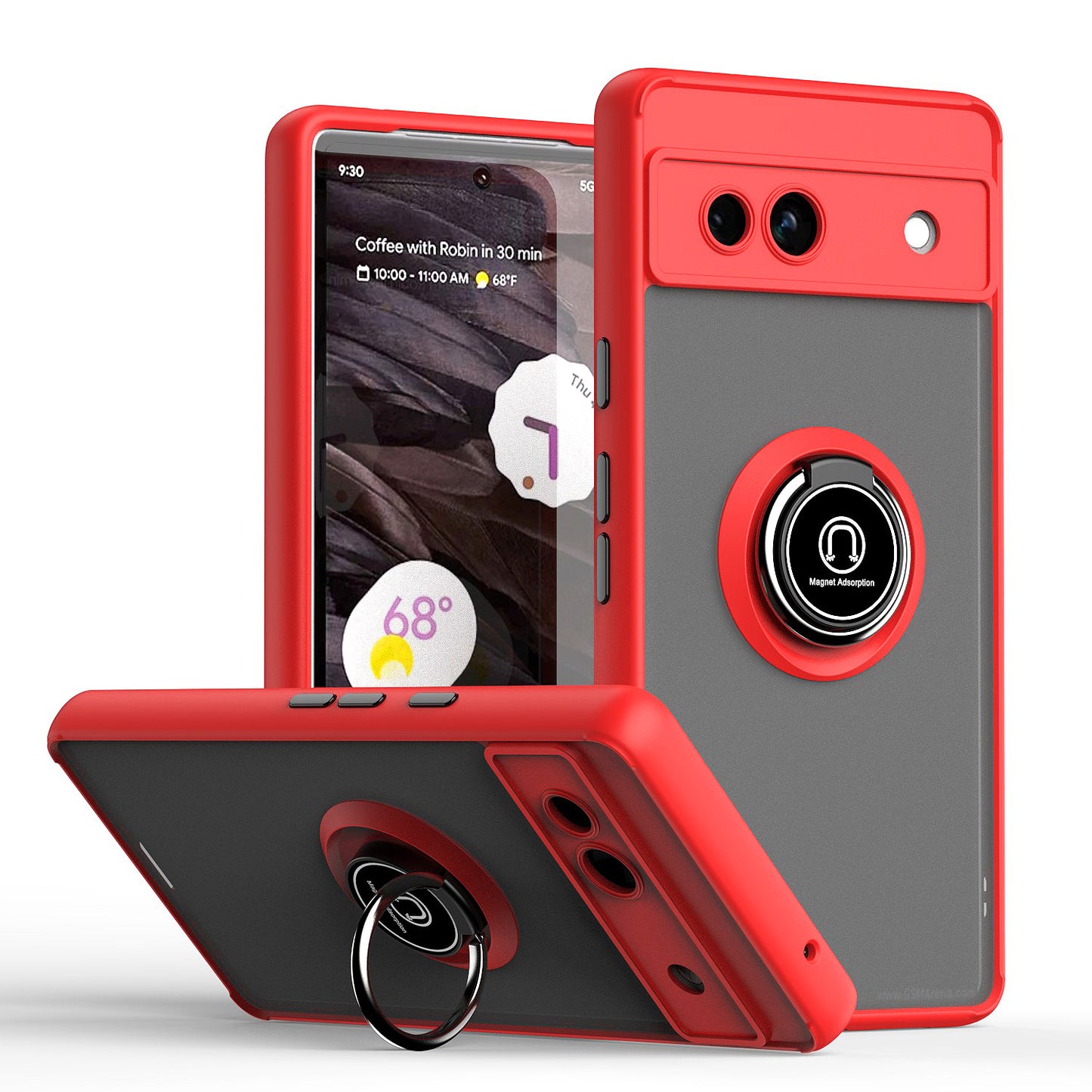 Google Pixel 7a Matte Ring Case Red