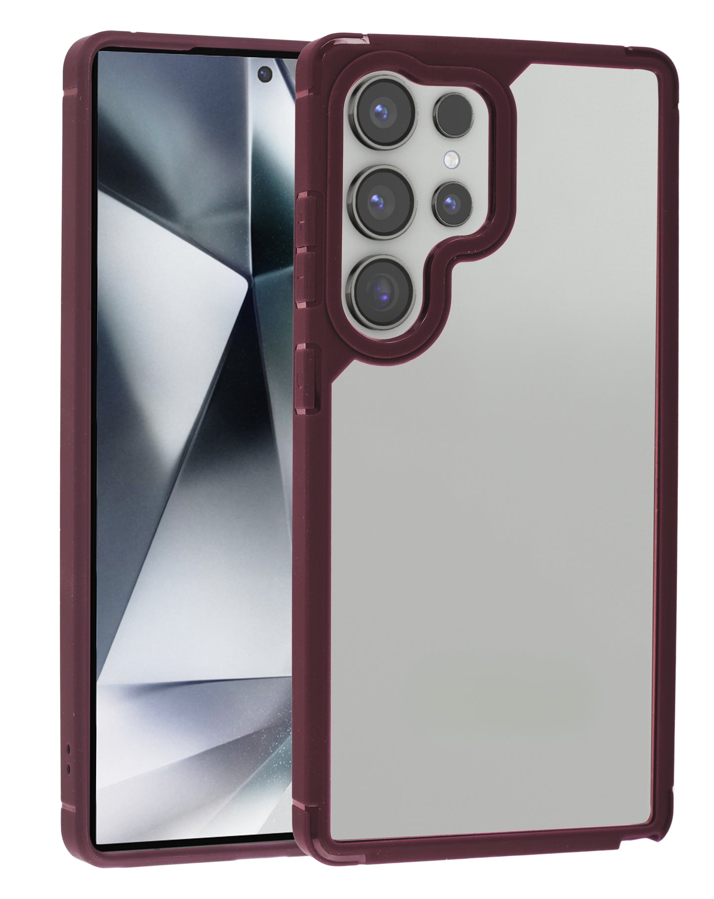 Luxury Shockproof Clear Case - DARK RED for Galaxy S25 Ultra