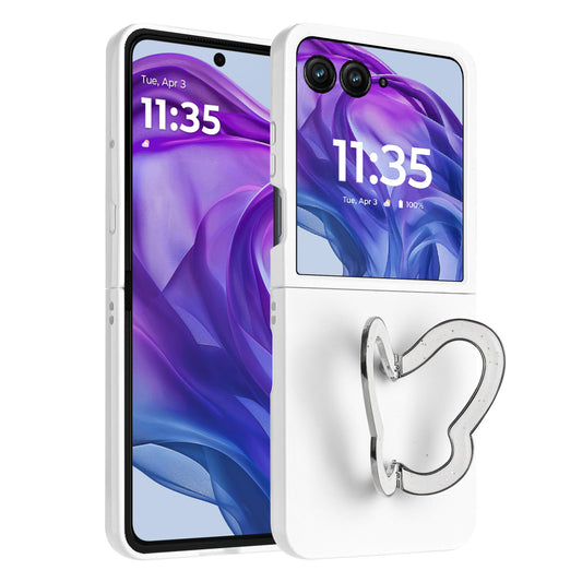 TBC Motorola Razr 2025 Ultra Butterfly Kickstand Case White