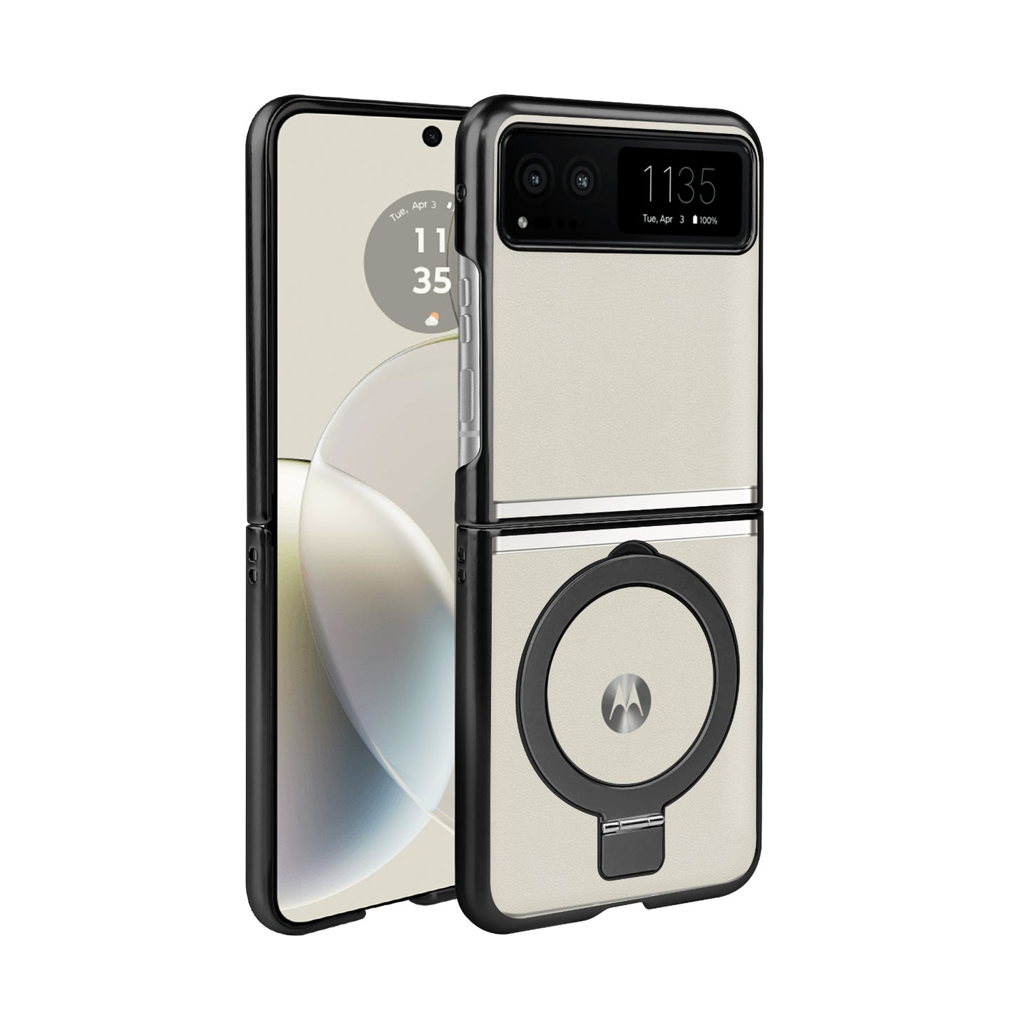 TES Motorola Razr 2023 Ring Kickstand Case Black