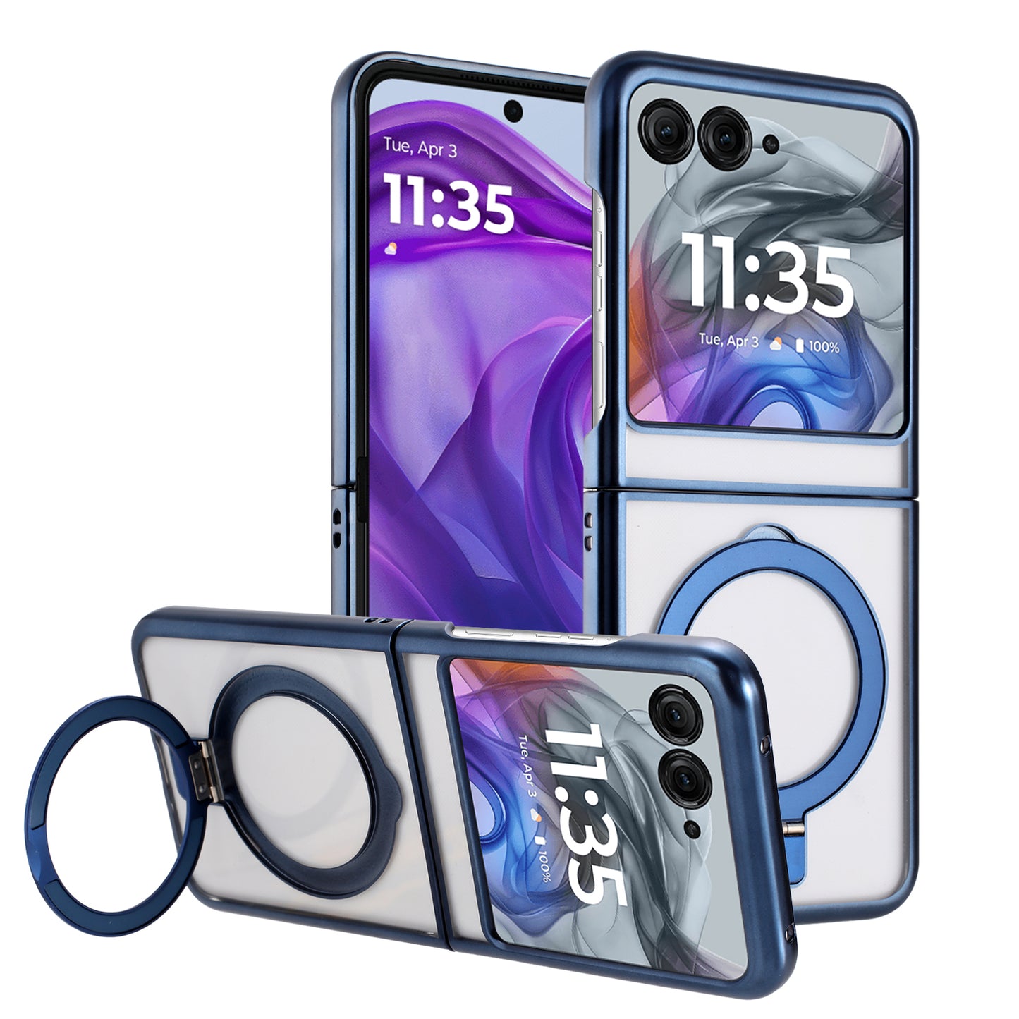 TES Motorola Razr Ultra 2025 Ring Kickstand Case Blue