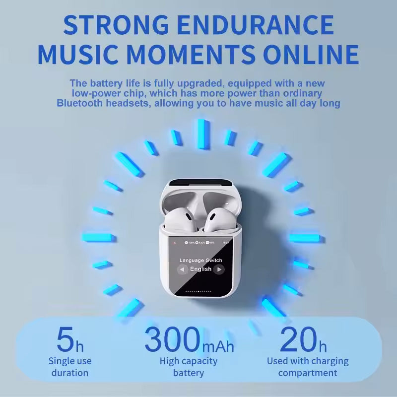 Multifunctional Bluetooth Earphones with Intelligent Color Screen