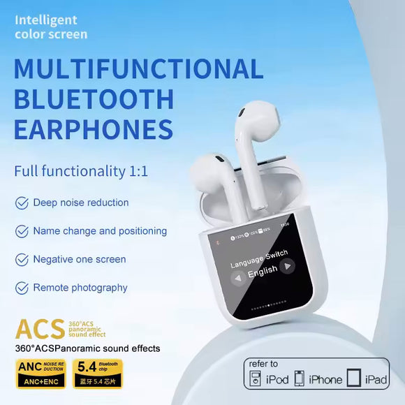 Multifunctional Bluetooth Earphones with Intelligent Color Screen