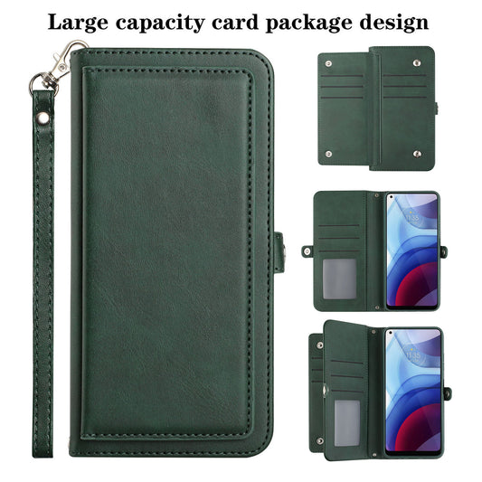 Moto G Power 2021 Triple Layered Multi-Card Slot Wallet Case Green
